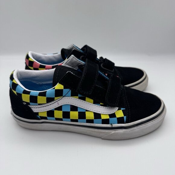 Vans Old Skool Sneakers Neon Glow Checkerboard Skate Shoe EUC | Kids 2 - Picture 3 of 7
